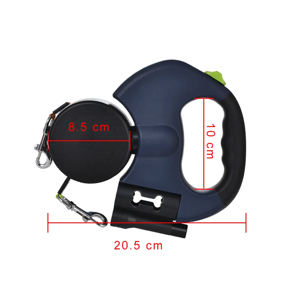 360-rotation double pet walking tool to manage two pets effortlessly in one hand.