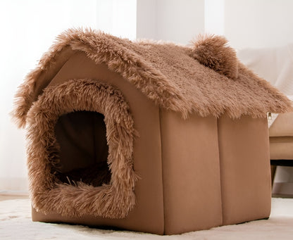 Collapsible pet house travel-friendly design for easy storage and transport.