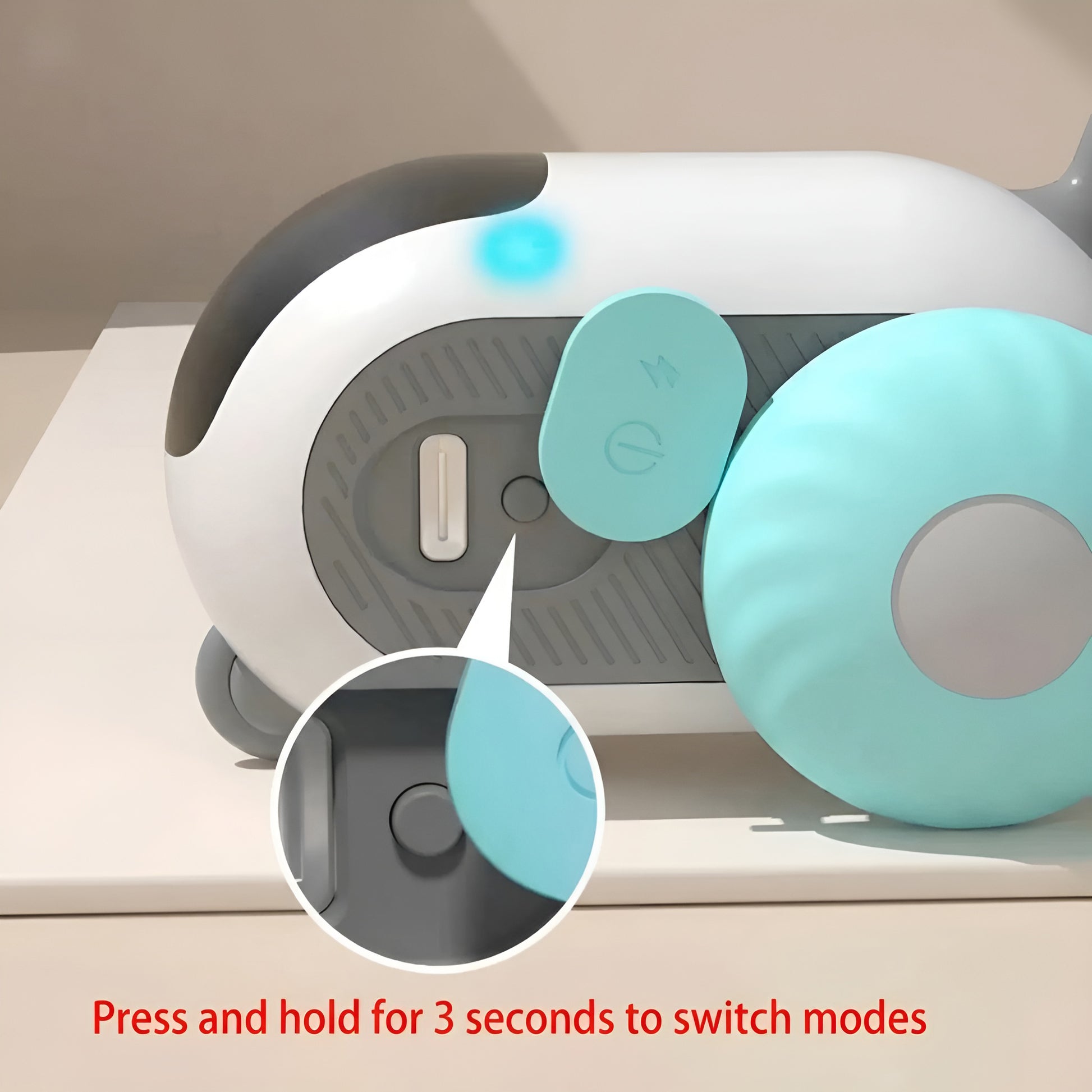 Durable interactive cat toy car featuring LED lights to attract your pet's attention.