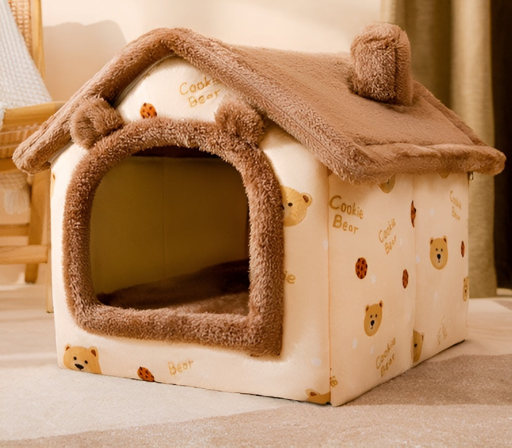 Durable pet sleeping tent for cats and small dogs with a sturdy frame.
