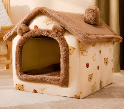 Durable pet sleeping tent for cats and small dogs with a sturdy frame.