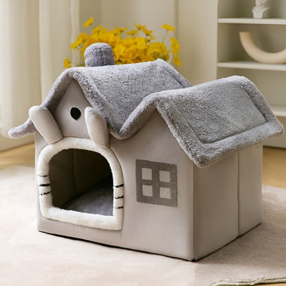 Warm pet winter villa featuring a non-slip bottom for added stability.