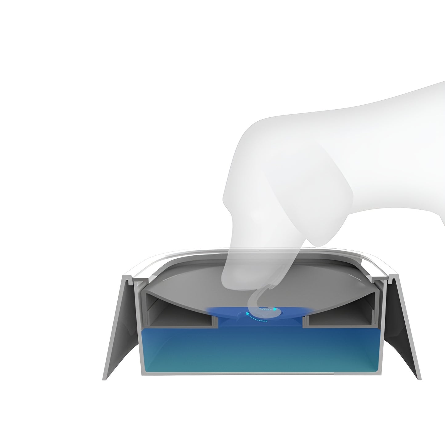 Pet water bowl that prevents wetting the mouth and fur for a cleaner grooming look.