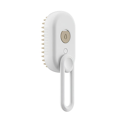 Professional-grade cat grooming steam brush tool for a clean and shiny coat.