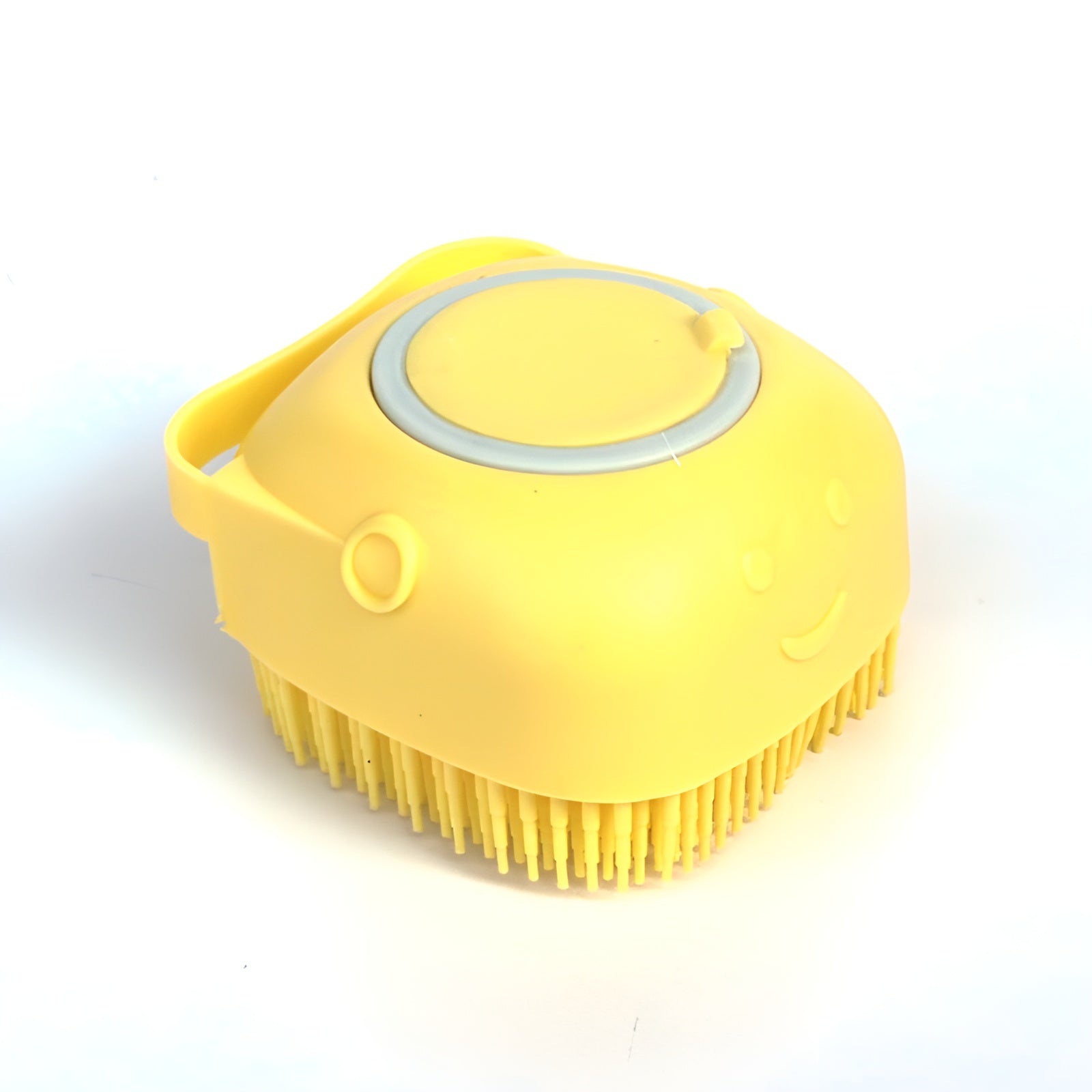 Soft bristle pet skin scrubber that removes dirt and loose fur without irritation.