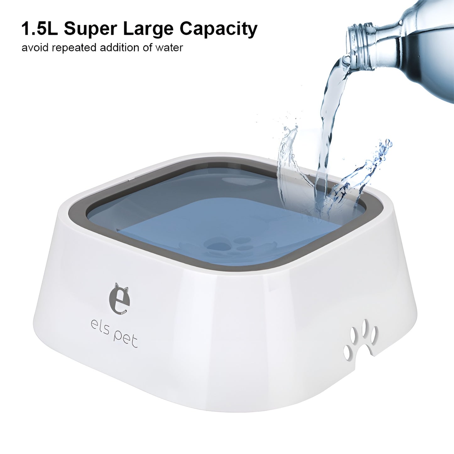 Splash-proof dog water dispenser with high-quality ABS and PP durable materials.